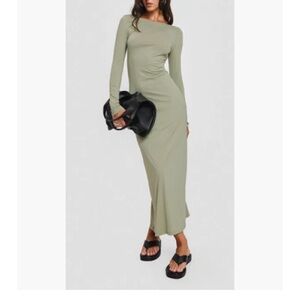NEW Princess Polly Rain Fire Long Sleeve Maxi Dress Sage Size 6